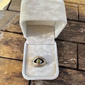 Sterling silver opal evil Eye Ring